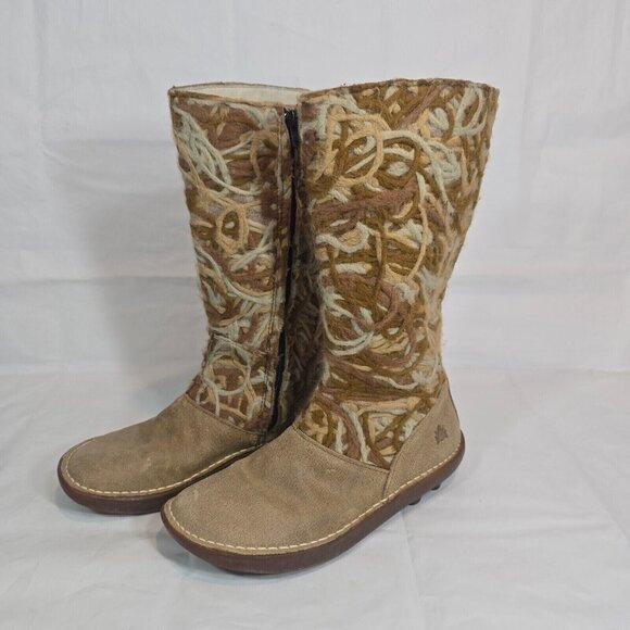 El Naturalista Shoes - El Natura Lista Yarn Mid Calf Boots Women Size 6.5 Leather Suede Zip Brown Boho